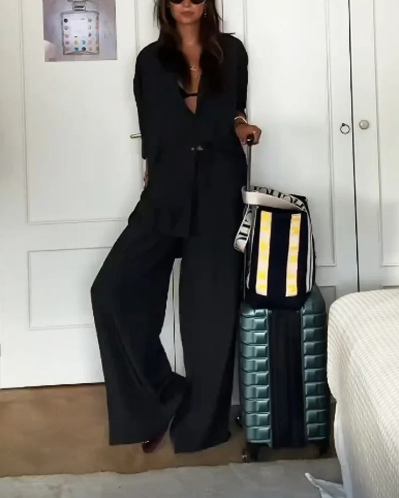 Ensemble deux pièces chemise et pantalon confortables