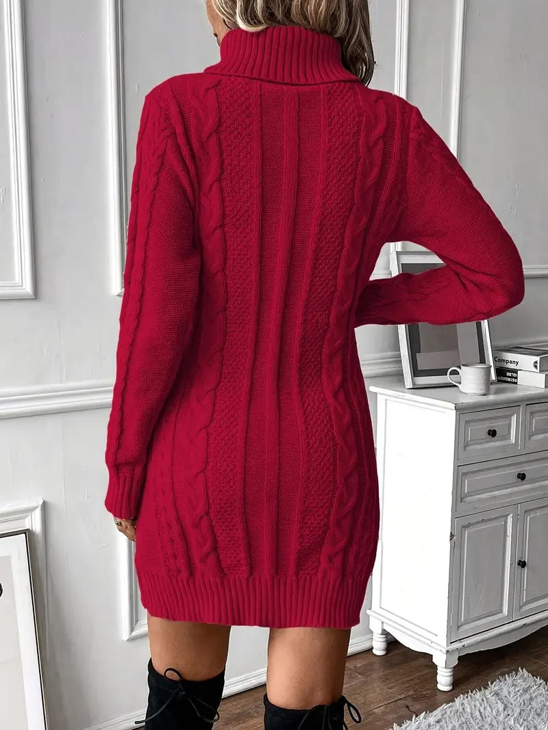 Robe pull en tricot torsadé pour femme élégante
