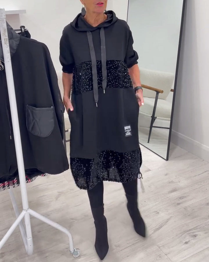 Robe à capuche tendance avec patchwork