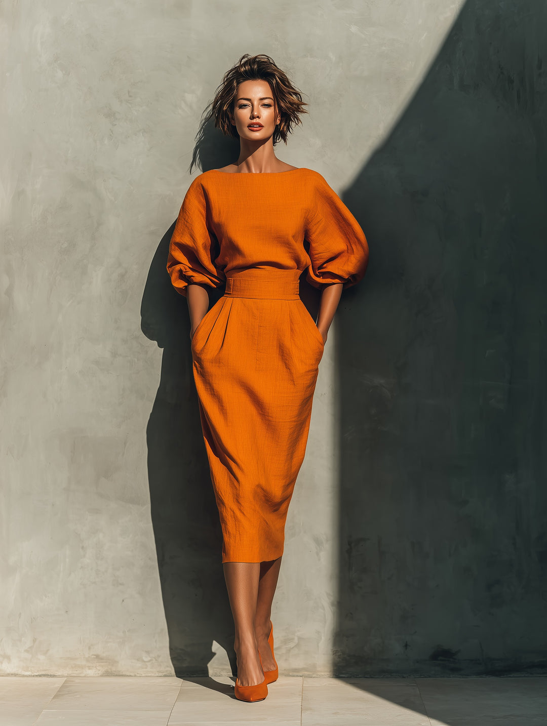 Ensemble en coton et lin pour femme