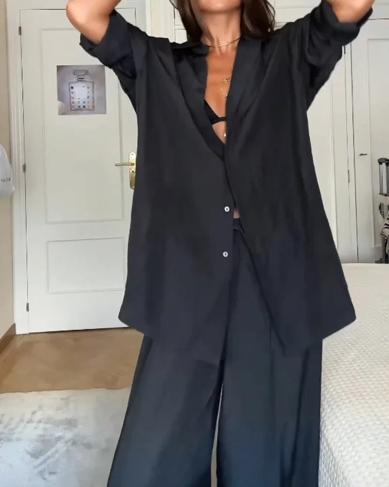 Ensemble deux pièces chemise et pantalon confortables