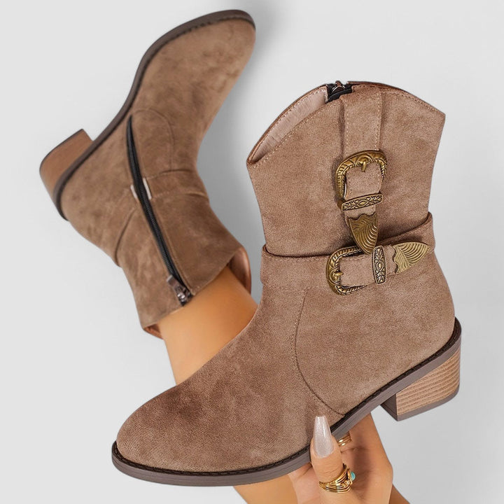 Rosa | Suede Buckle Ankle Boot