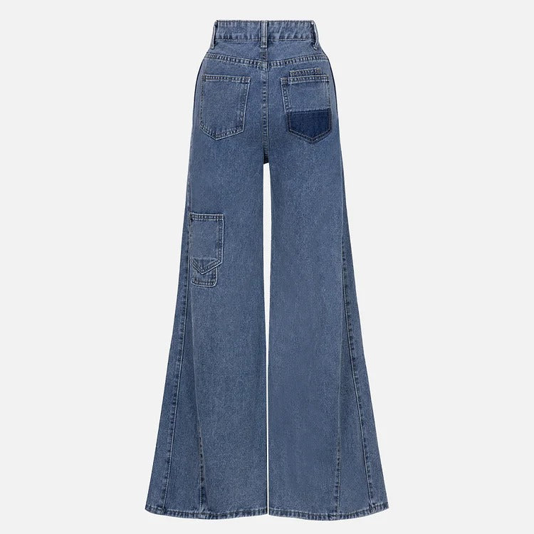 Jean évasé taille haute bleu clair tendance