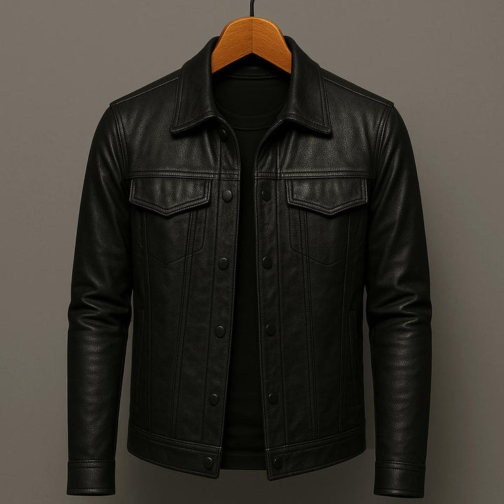Veste en cuir haut de gamme style motard