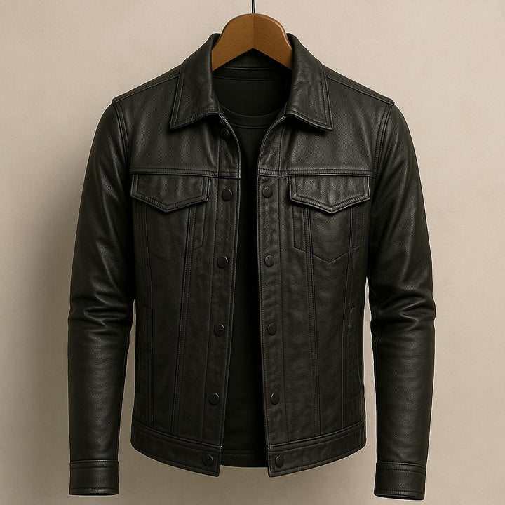 Veste en cuir haut de gamme style motard