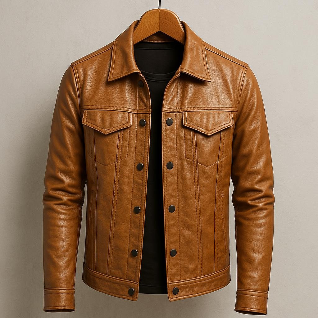 Veste en cuir haut de gamme style motard