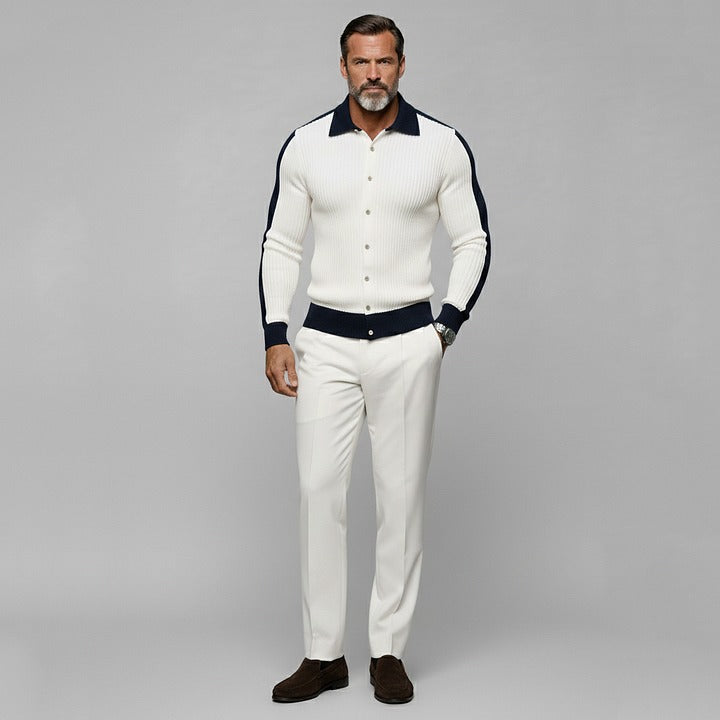 Chemise blanche à blocs de couleurs pour homme