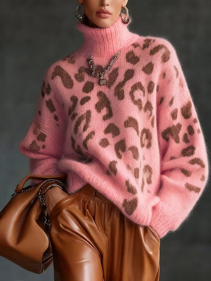 Pull chaud à imprimé léopard