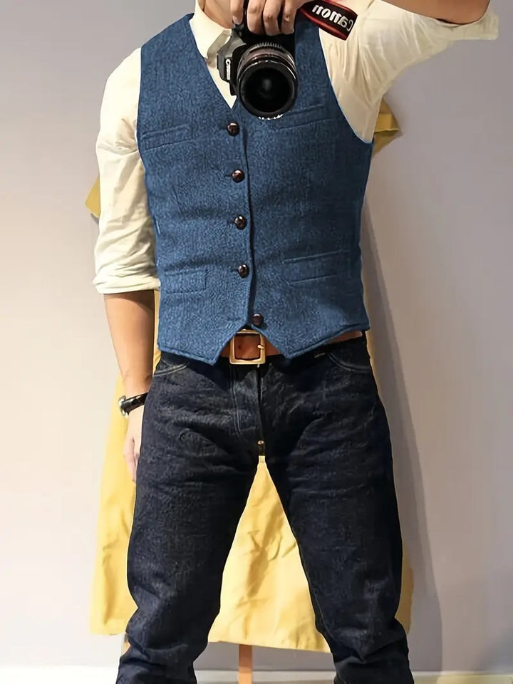 Gilet Homme Tweed Chevron Style Western