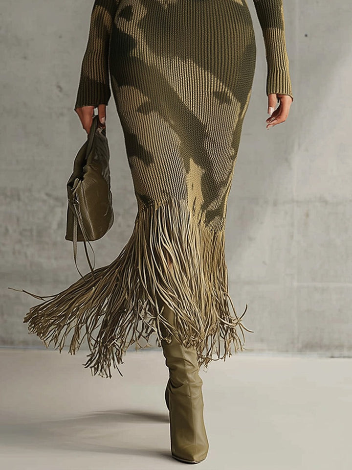Robe moulante en maille camouflage