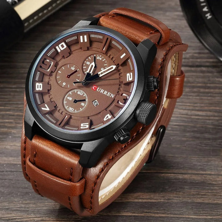 Montre chrono en cuir de vachette