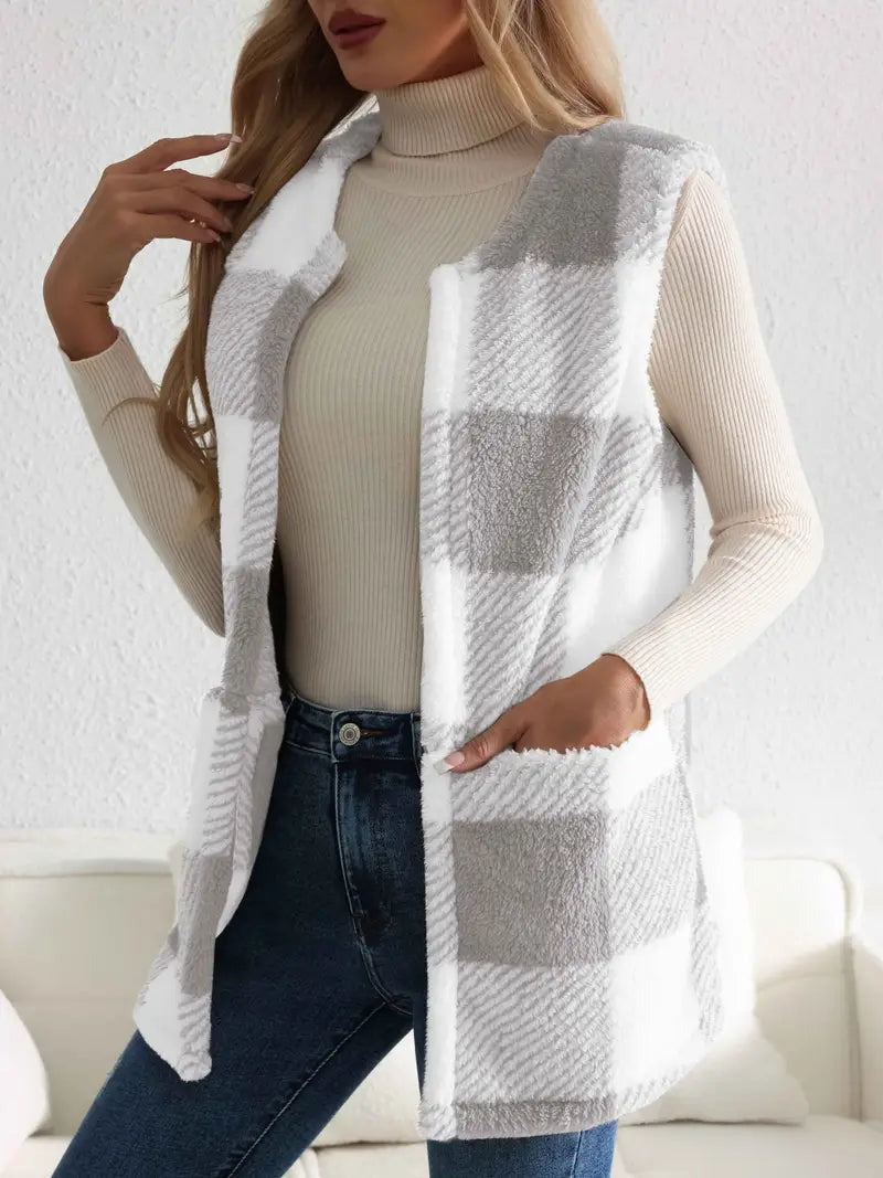 Gilet à carreaux sherpa