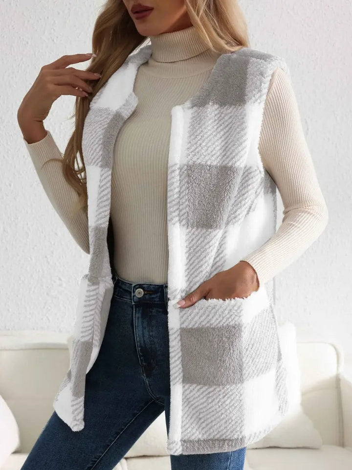Gilet à carreaux sherpa