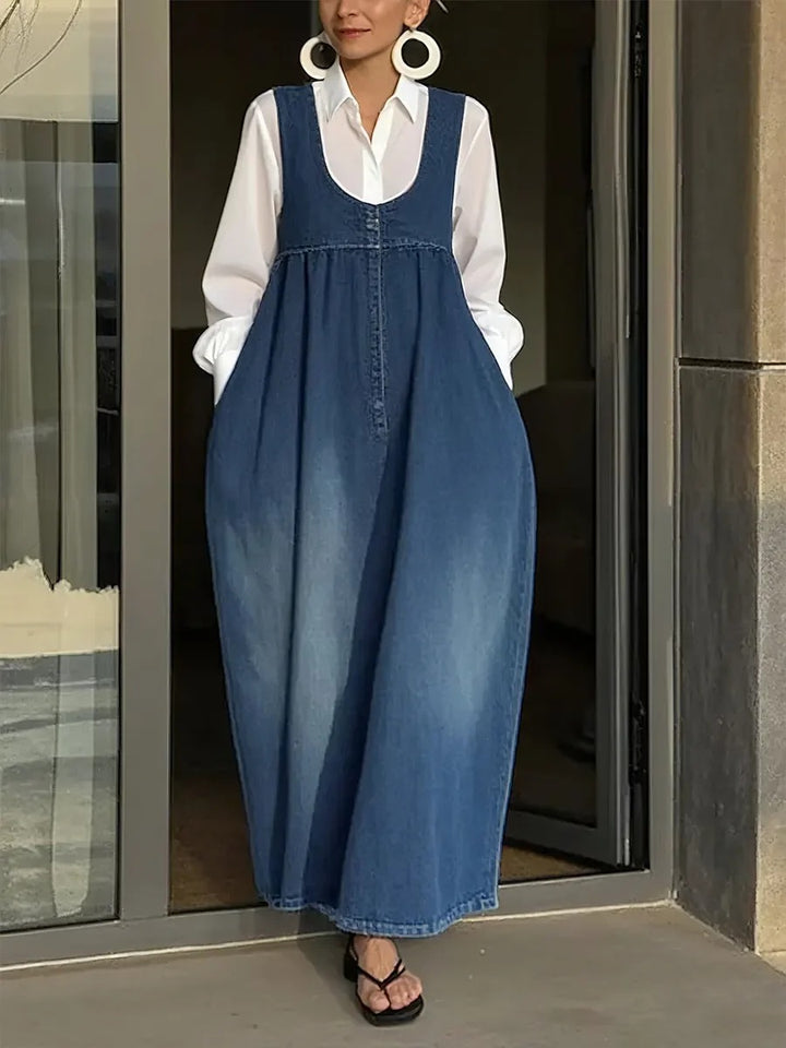 Robe sans manches décontractée en jean