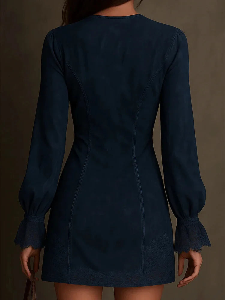 Robe mini en suédine Aurora avec dentelle