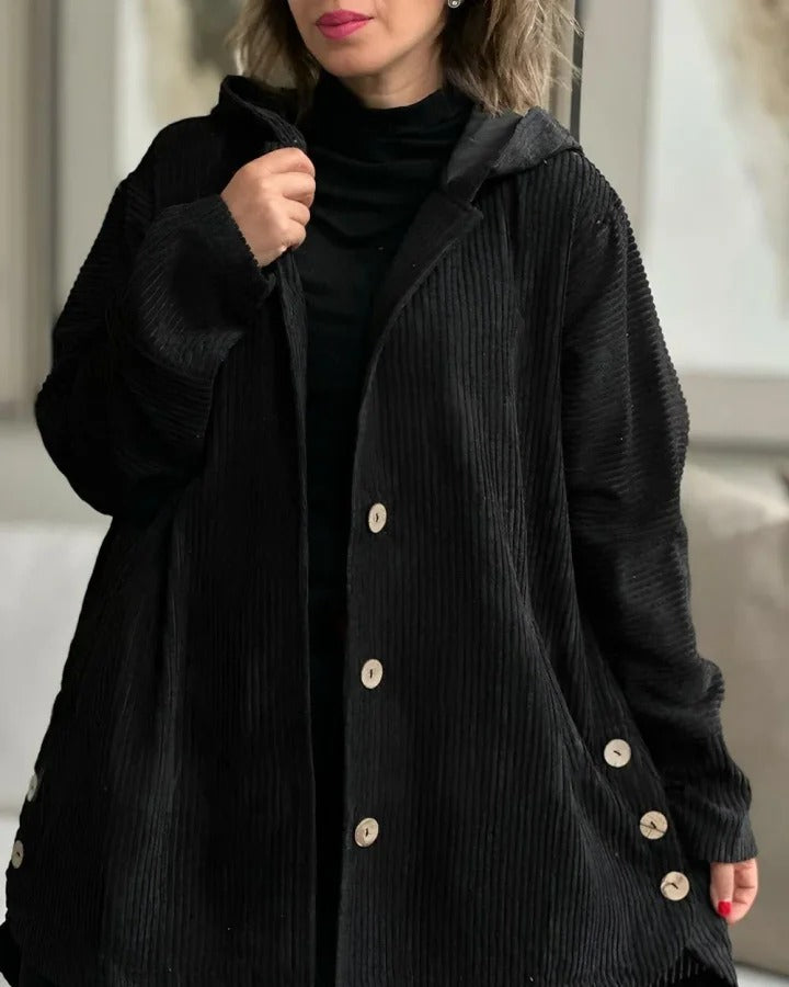 Veste à capuche décontractée en velours