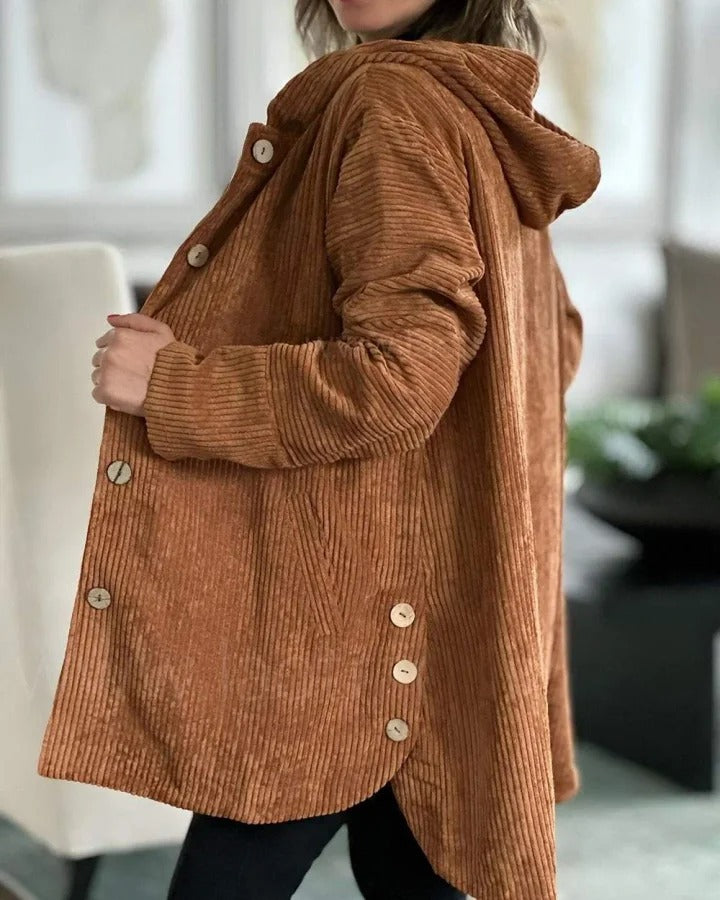 Veste à capuche décontractée en velours