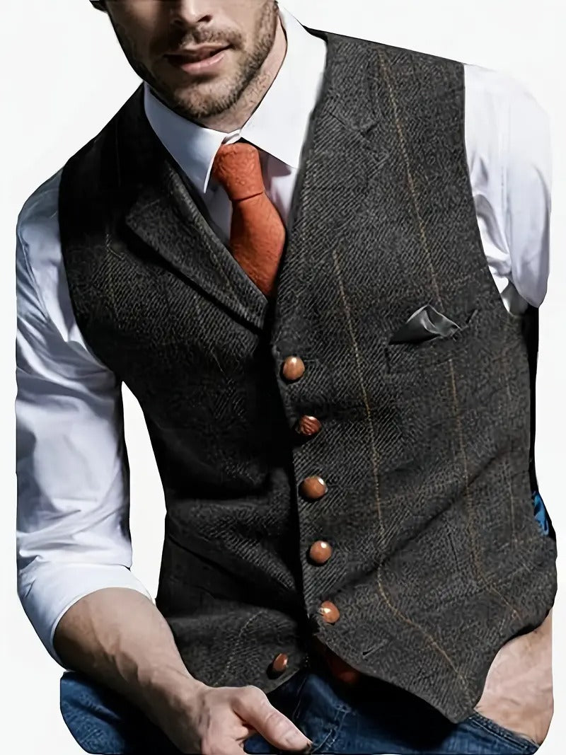 Gilet en tweed de laine douce à carreaux