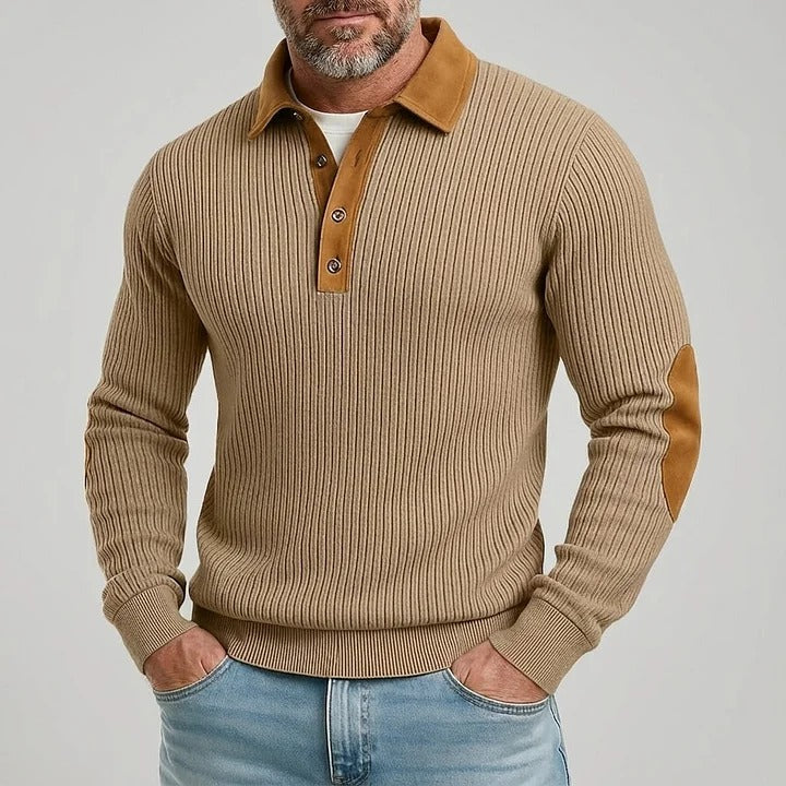 Polos à manches longues et col boutonné en daim