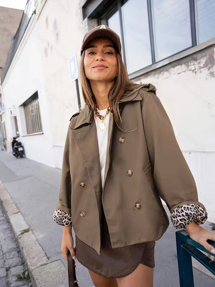 Trench-coat court intérieur léopard