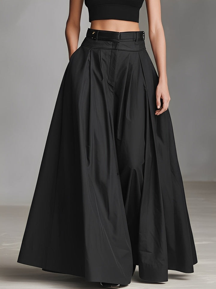 Ensemble en maille extensible composé d'un crop top et d'une jupe longue