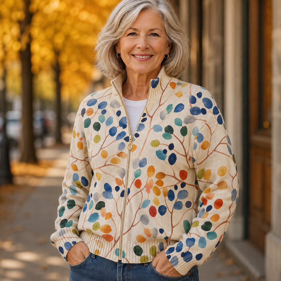 Mirella™ | Cardigan with Botanical Leaf Print