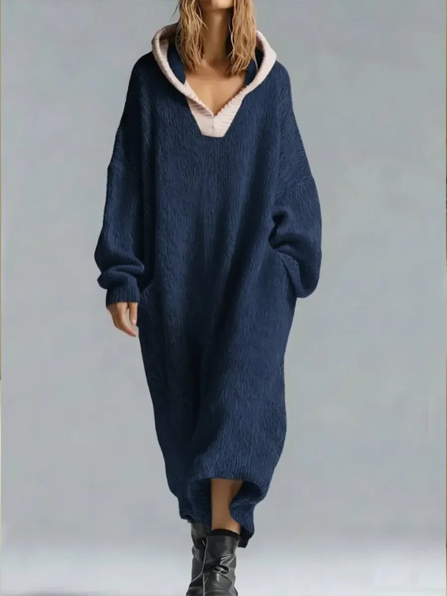 Robe pull à capuche confortable pour femme