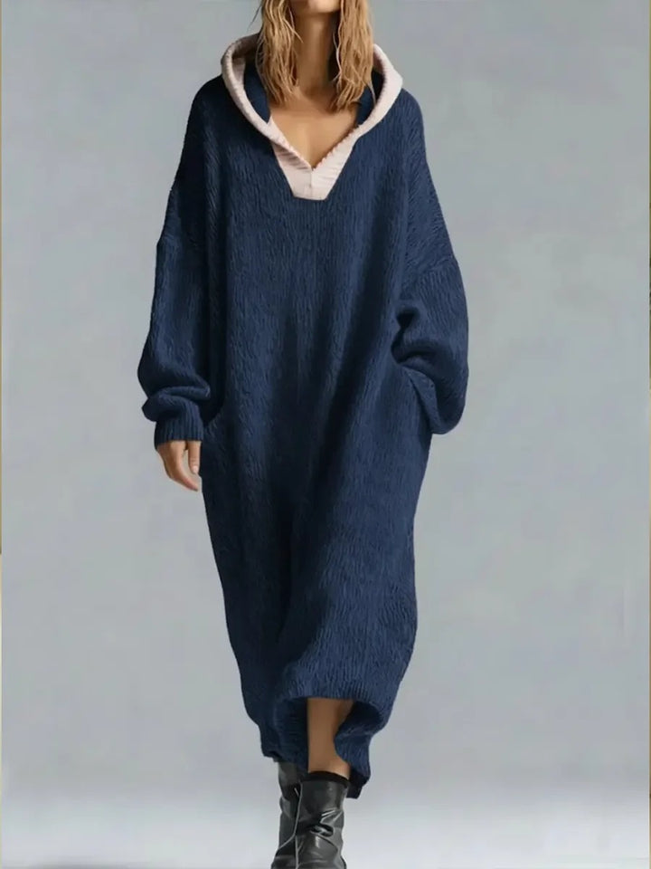 Robe pull à capuche confortable pour femme