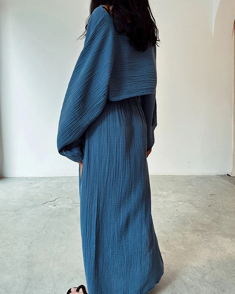 Ensemble en coton et lin avec fente