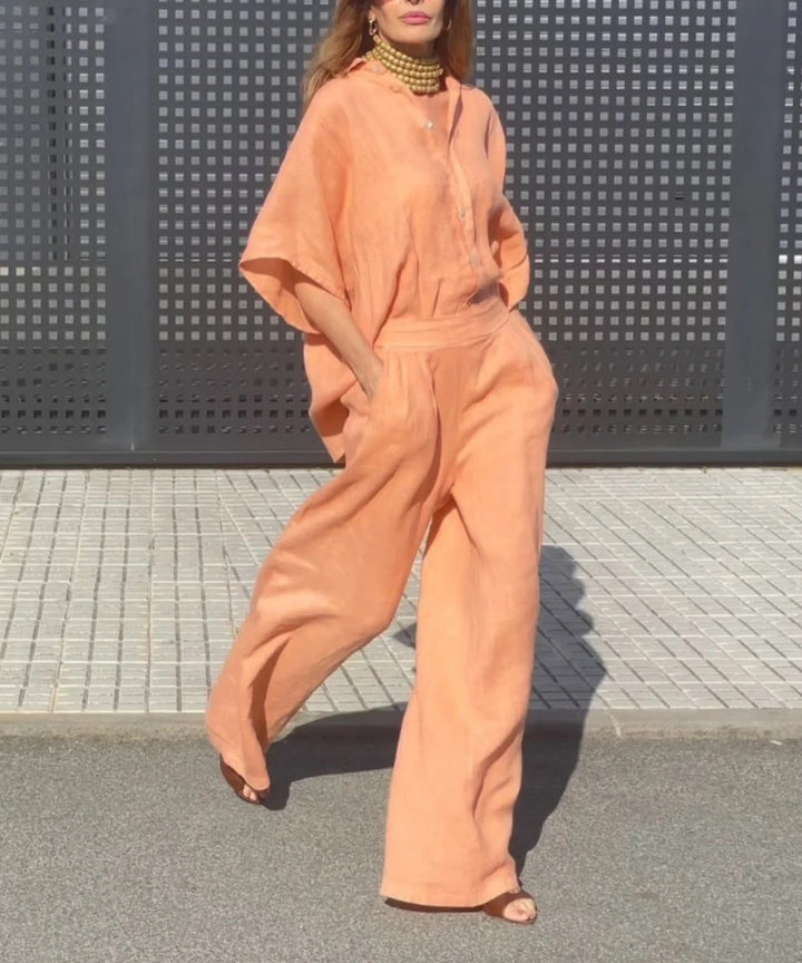 Ensemble deux pièces orange décontracté d'été