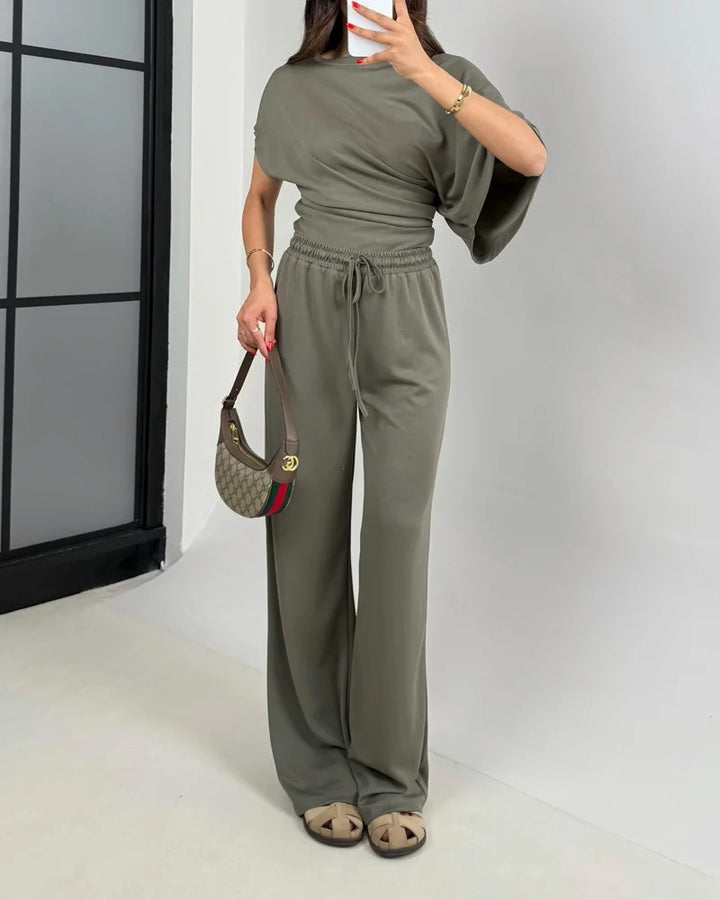 Ensemble deux pièces haut et pantalon irréguliers à la mode