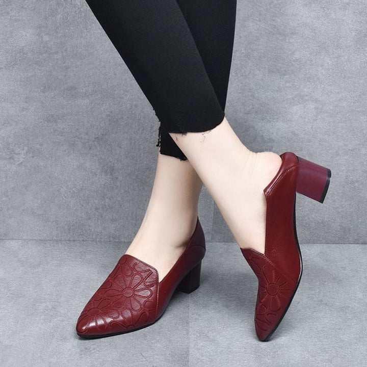 Escarpins Brodés en Cuir Vegan Souple