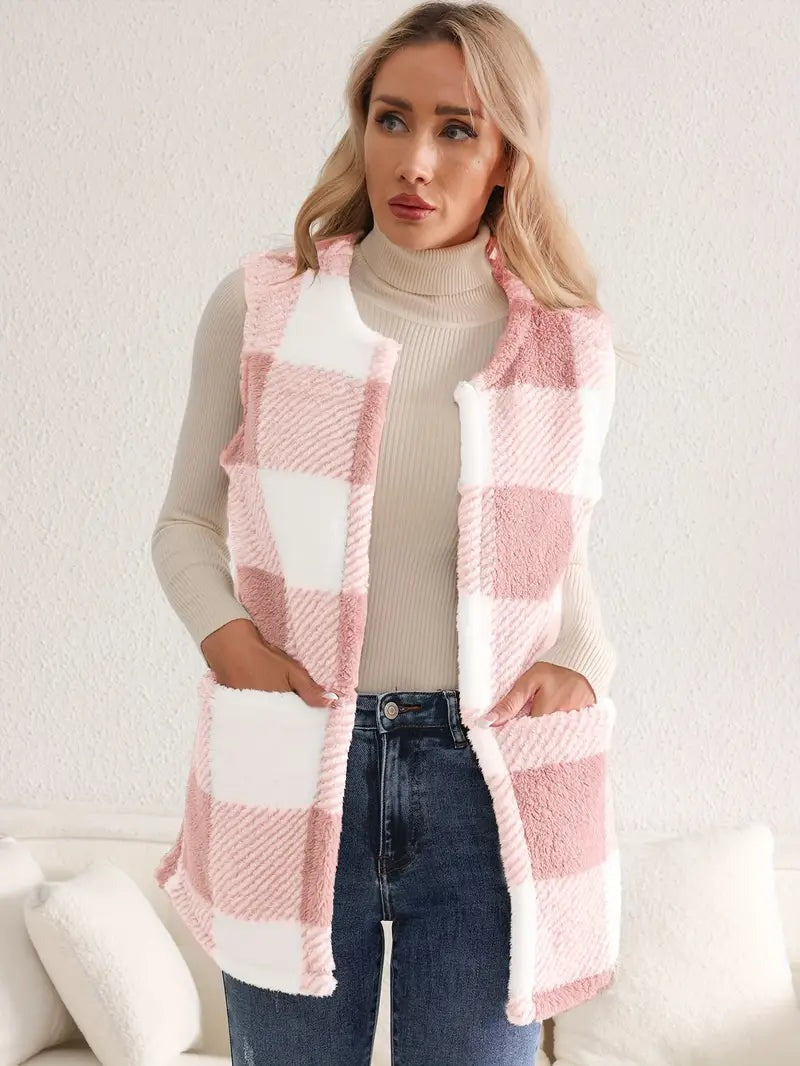 Gilet à carreaux sherpa