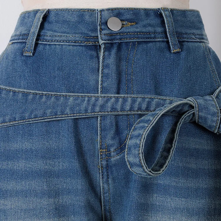 Jean utilitaire en denim avec nœud