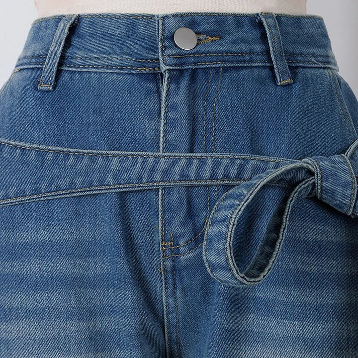 Jean utilitaire en denim avec nœud
