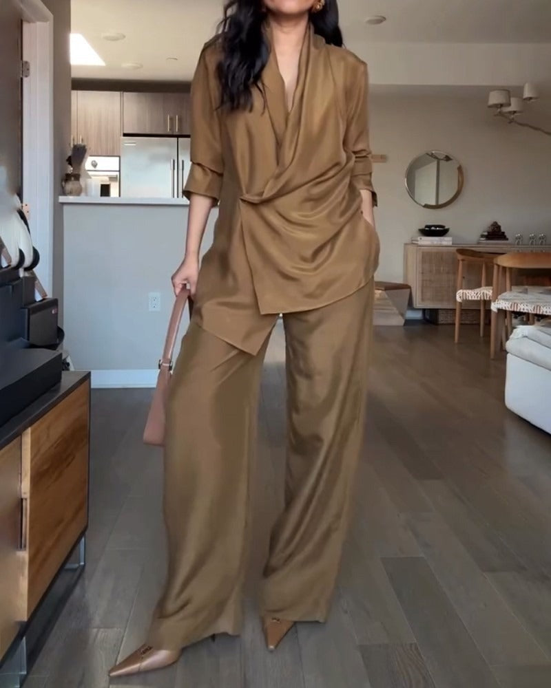 Ensemble pantalon et costume à revers châle
