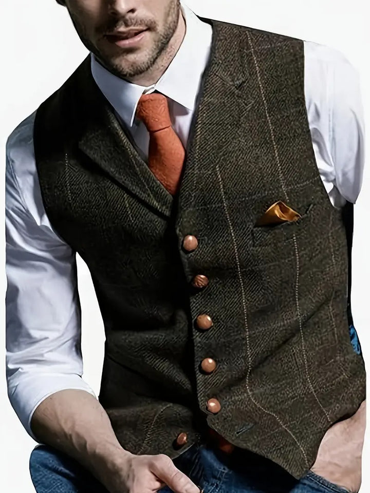 Gilet en tweed de laine douce à carreaux