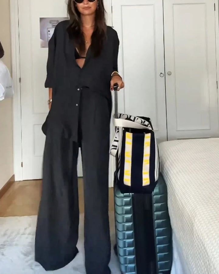Ensemble deux pièces chemise et pantalon confortables