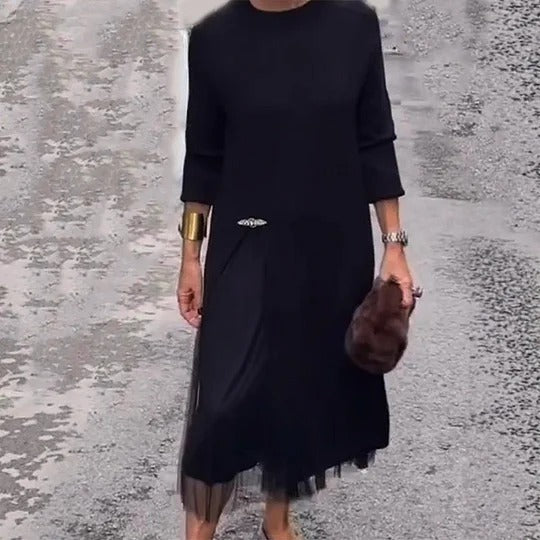 Robe à volants pour femme - tulle plissé tricoté