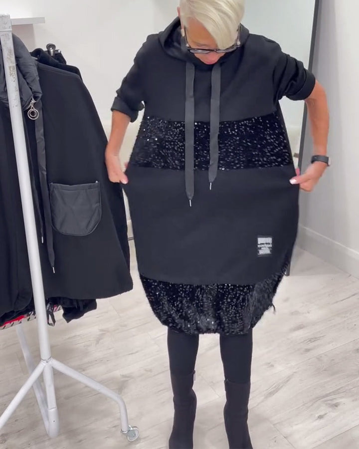 Robe à capuche tendance avec patchwork