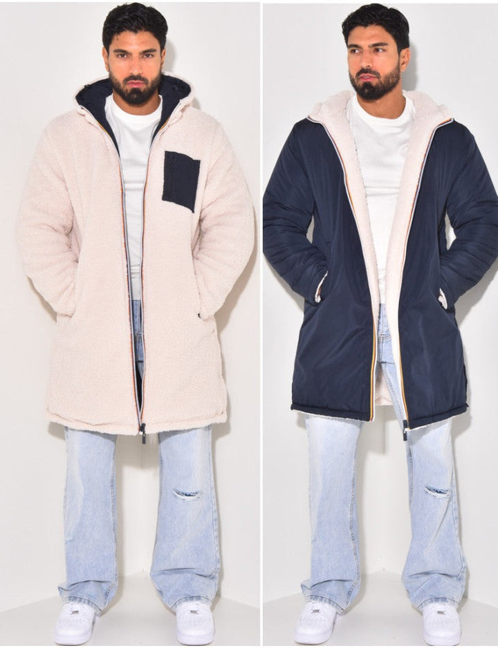 Manteau long réversible chaud et décontracté