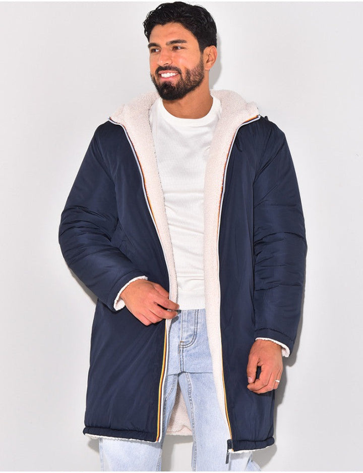 Manteau long réversible chaud et décontracté