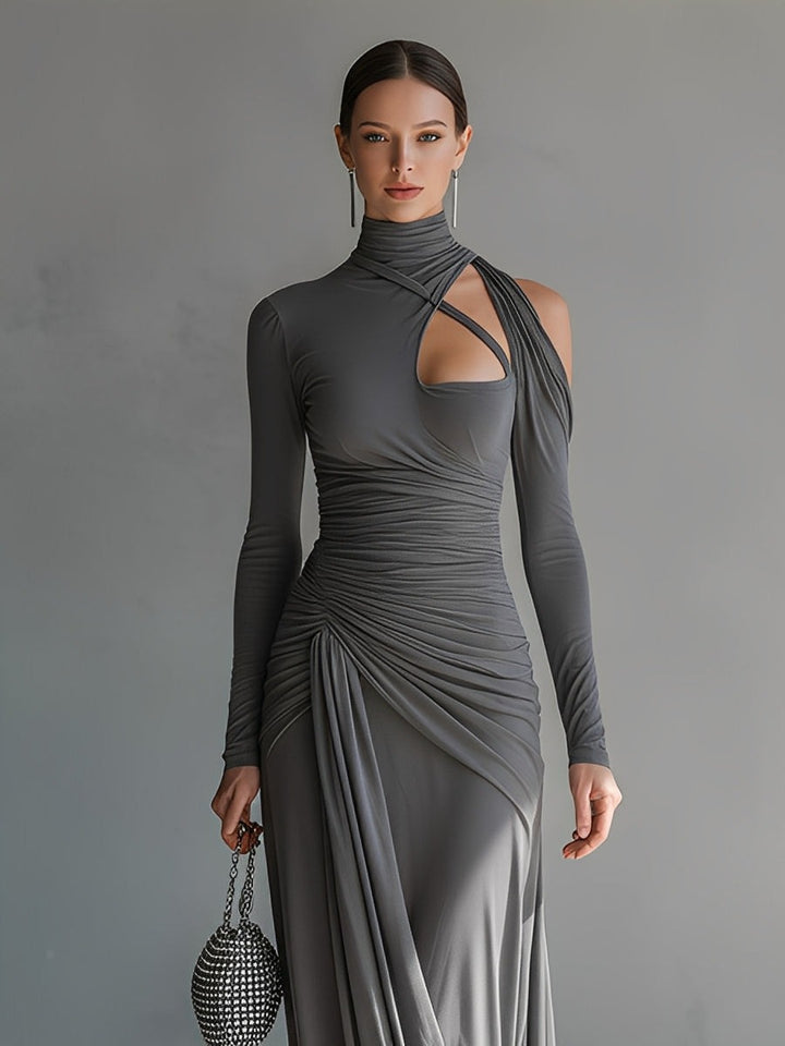 Robe longue en soie stretch