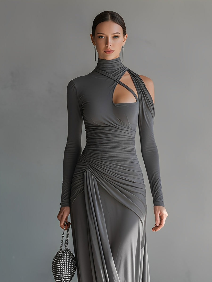 Robe longue en soie stretch