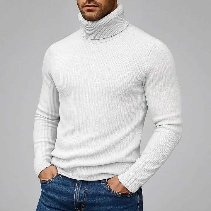 Pull homme à col roulé uni