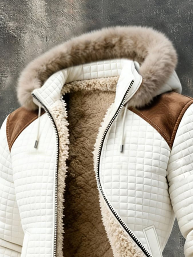 Veste d'extérieur chaude rétro en maille gaufrée