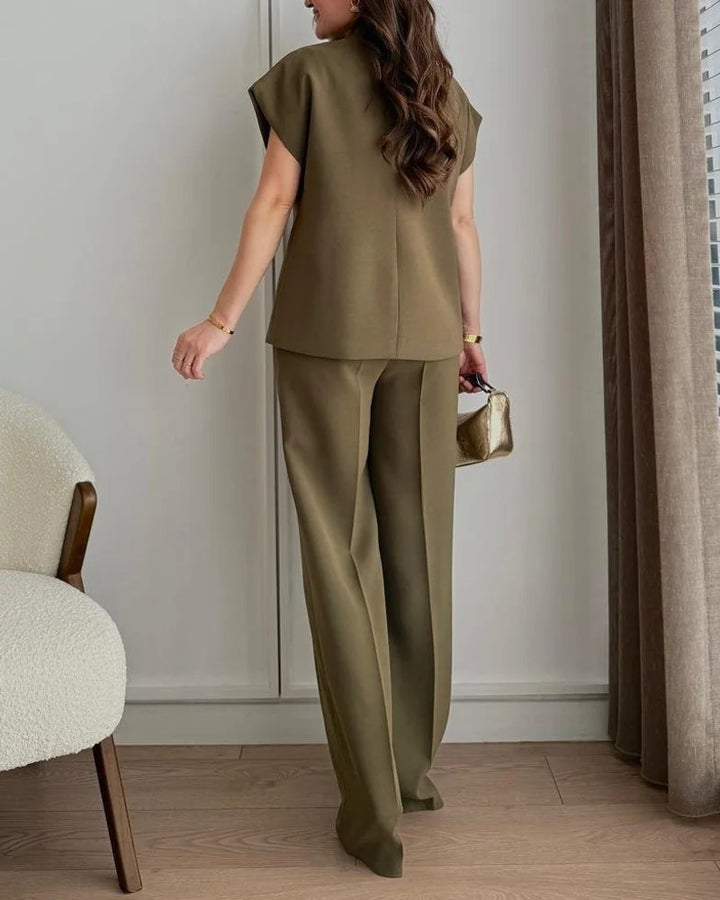 Ensemble deux pièces haut et pantalon asymétriques
