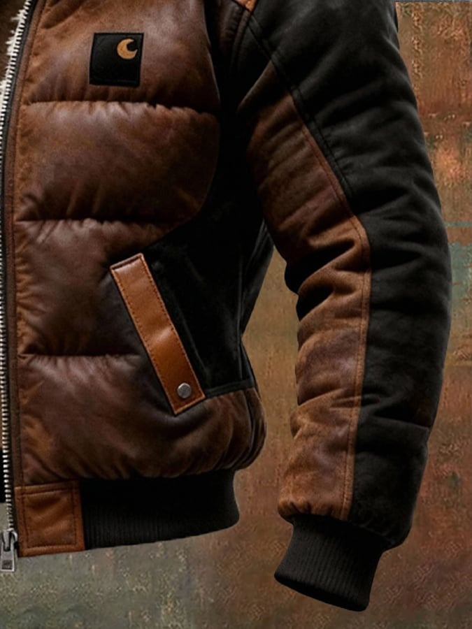 Veste matelassée à col double épaisseur doublée chaudement en coton