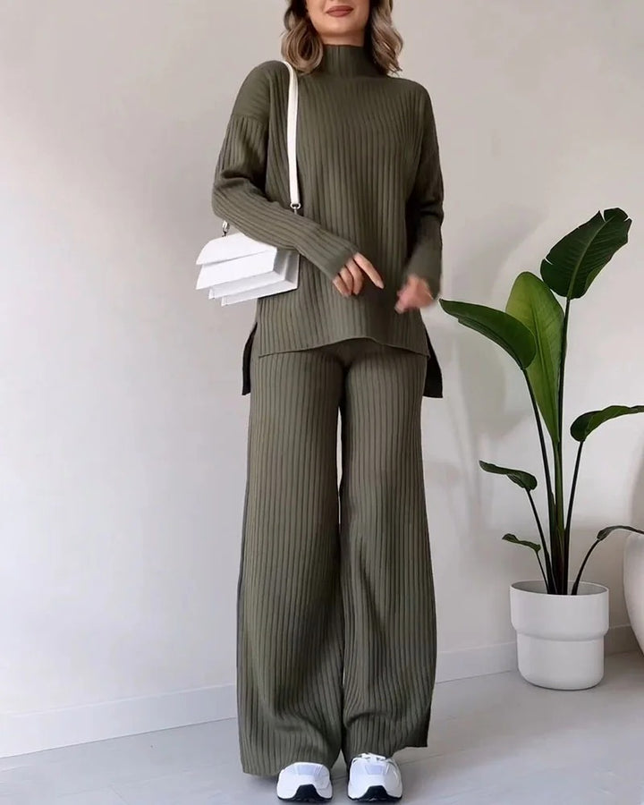 Ensemble deux pièces décontracté à fente chic