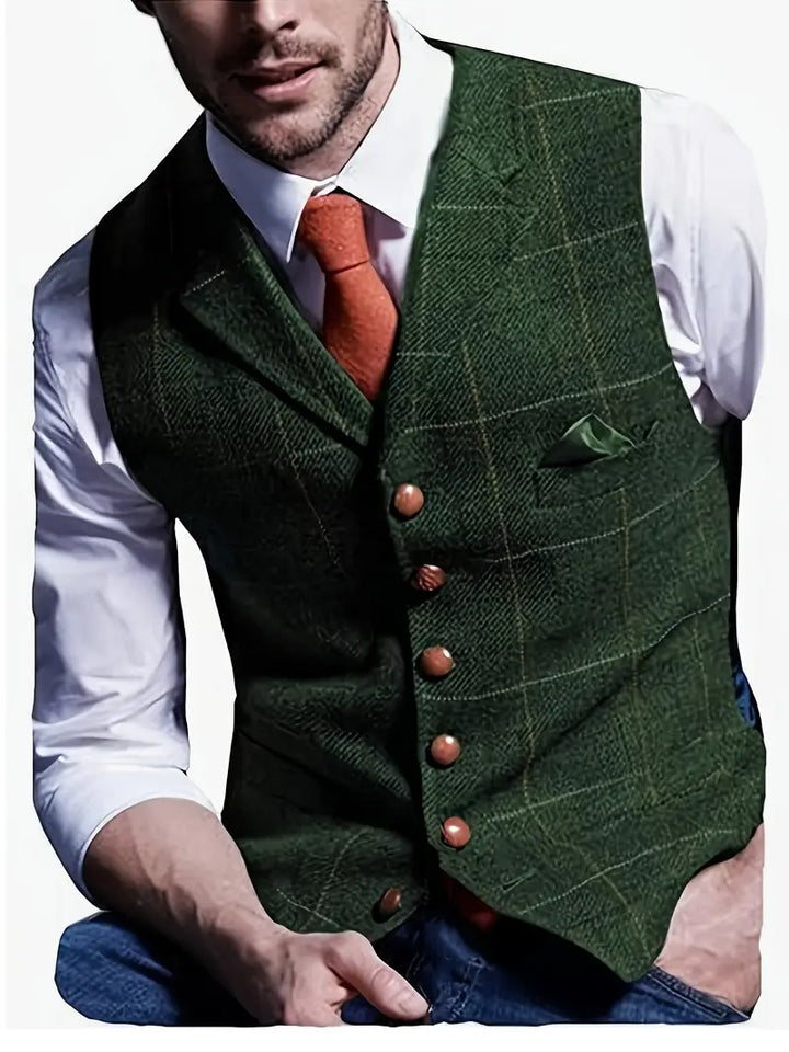 Gilet en tweed de laine douce à carreaux